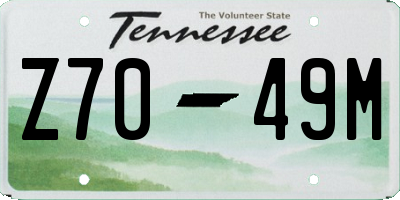 TN license plate Z7049M