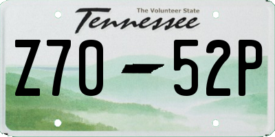 TN license plate Z7052P