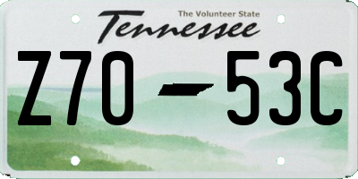 TN license plate Z7053C