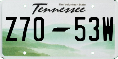 TN license plate Z7053W