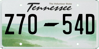 TN license plate Z7054D
