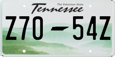 TN license plate Z7054Z