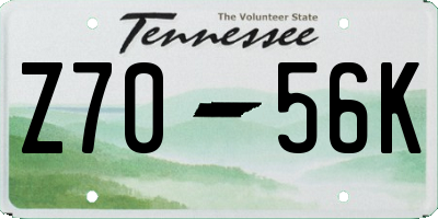TN license plate Z7056K