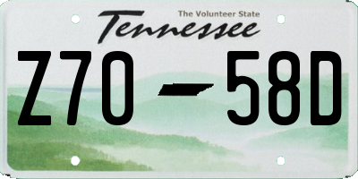 TN license plate Z7058D
