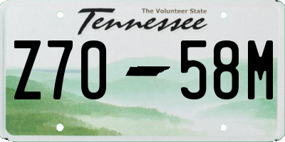 TN license plate Z7058M