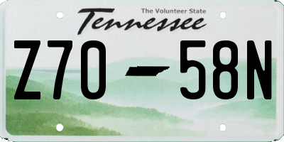 TN license plate Z7058N