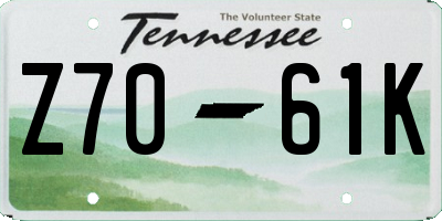 TN license plate Z7061K