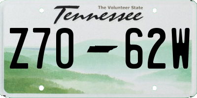 TN license plate Z7062W