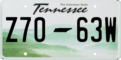 TN license plate Z7063W