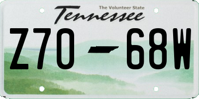 TN license plate Z7068W