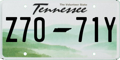 TN license plate Z7071Y