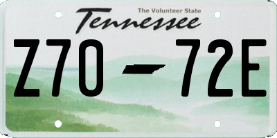 TN license plate Z7072E