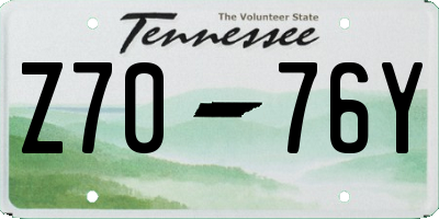 TN license plate Z7076Y