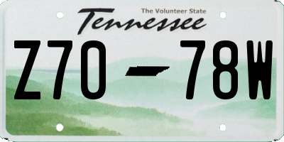 TN license plate Z7078W
