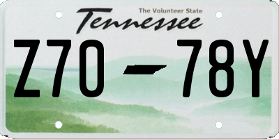 TN license plate Z7078Y