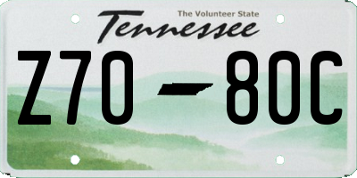 TN license plate Z7080C