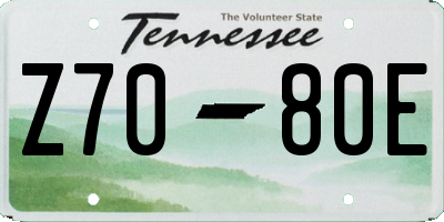 TN license plate Z7080E