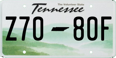 TN license plate Z7080F