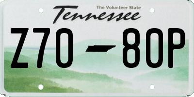 TN license plate Z7080P