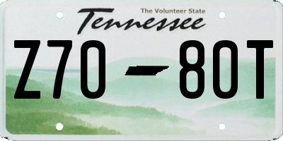 TN license plate Z7080T