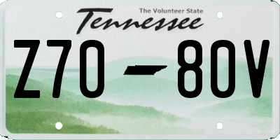 TN license plate Z7080V