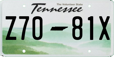 TN license plate Z7081X