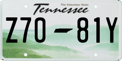 TN license plate Z7081Y