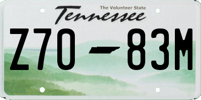TN license plate Z7083M