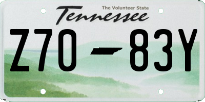 TN license plate Z7083Y