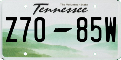 TN license plate Z7085W