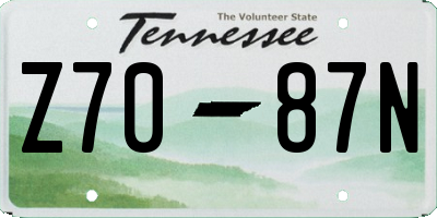 TN license plate Z7087N