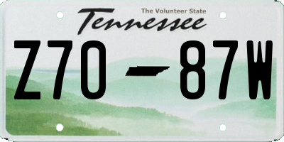 TN license plate Z7087W