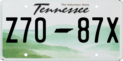 TN license plate Z7087X