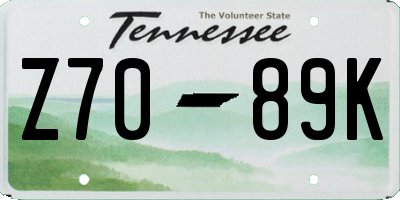 TN license plate Z7089K