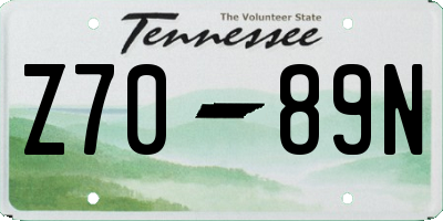 TN license plate Z7089N