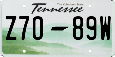 TN license plate Z7089W