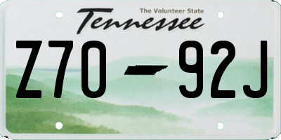 TN license plate Z7092J