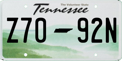 TN license plate Z7092N