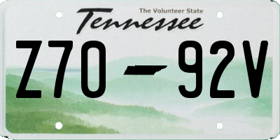 TN license plate Z7092V