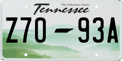 TN license plate Z7093A