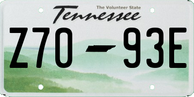TN license plate Z7093E