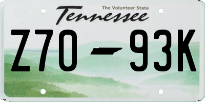 TN license plate Z7093K