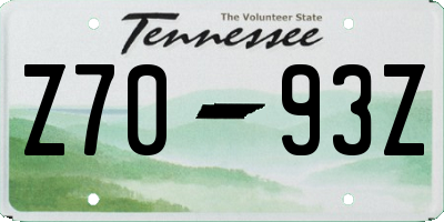 TN license plate Z7093Z