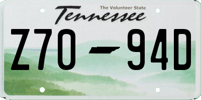 TN license plate Z7094D