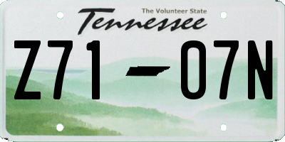 TN license plate Z7107N