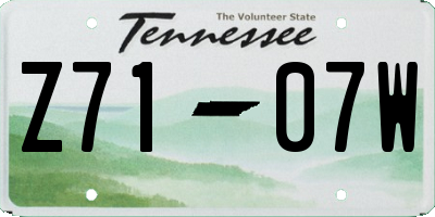 TN license plate Z7107W