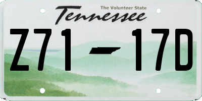 TN license plate Z7117D