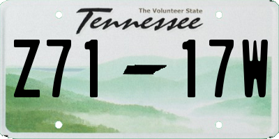 TN license plate Z7117W