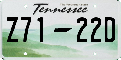 TN license plate Z7122D