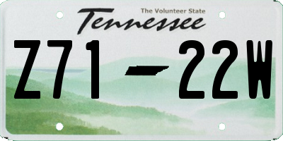 TN license plate Z7122W